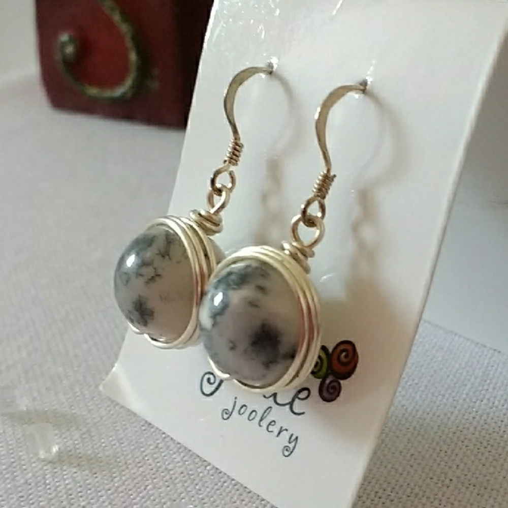 Silver and Black Marbled Earrings